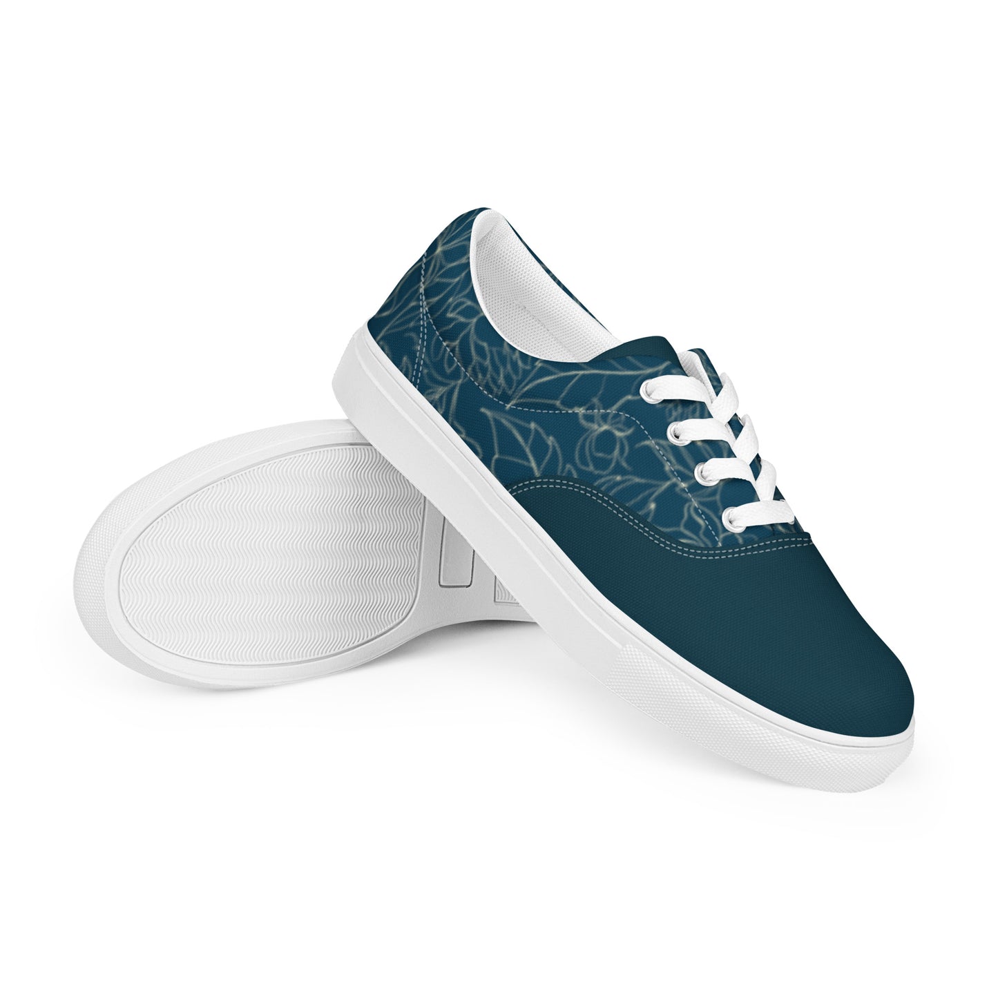 Royal Roses (Whale Blue) - Men’s lace-up canvas shoes